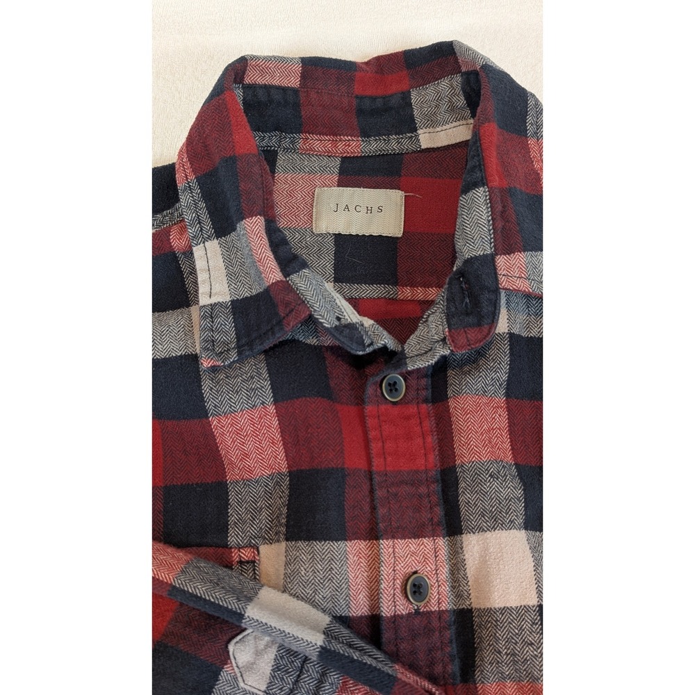 JACHS New York 2XL Mens Plaid Flannel Shirt Red Black Gray Button Down Casual - Picture 3 of 12